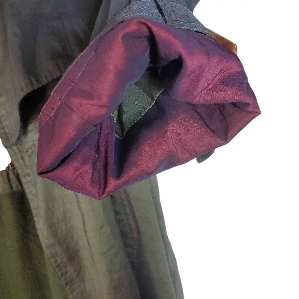 Neiman Marcus Double Breasted Belted Water Resistant Trench Coat Olive Green 14‎
